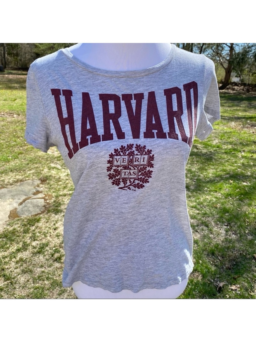 THE HARVARD UNIVERSITY H&M TOP TEE SHORT SLEEVE GRAY RED Size S